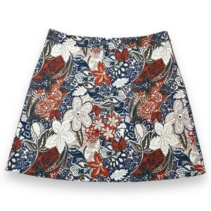 Margaret M Women’s Deandra Blue and Orange Paisley A-Line Skirt Size SP
